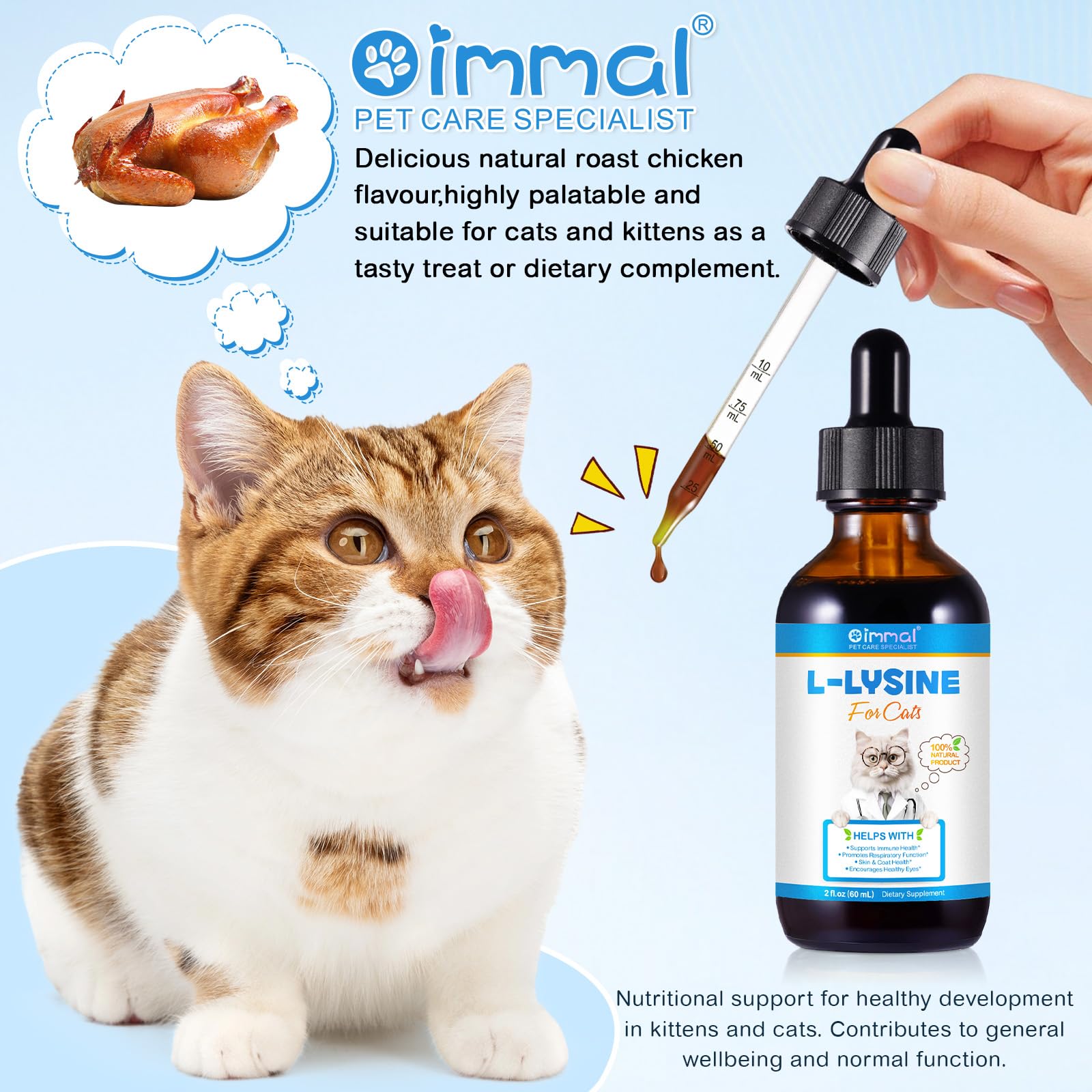 O.SECRET L-Lysine Drops feature a tasteless formula for simple mixing.