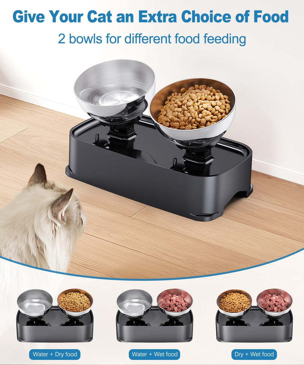 OSORD elevated cat bowl easy-assembly works with quick twist-on bowls