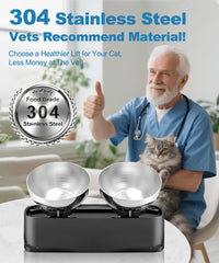 OSORD elevated cat bowl stainless steel bowls resist odors and are dishwasher safe