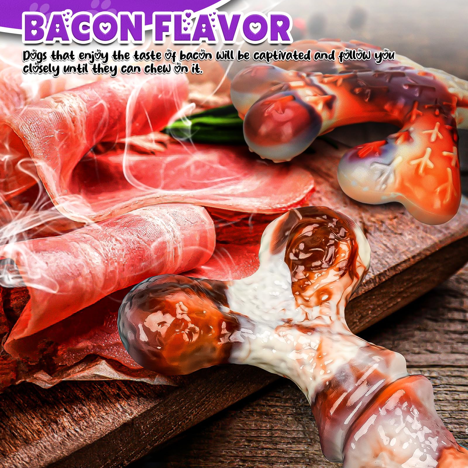 OSORD nylon dog chew toy bacon flavor round encourages focused chewing