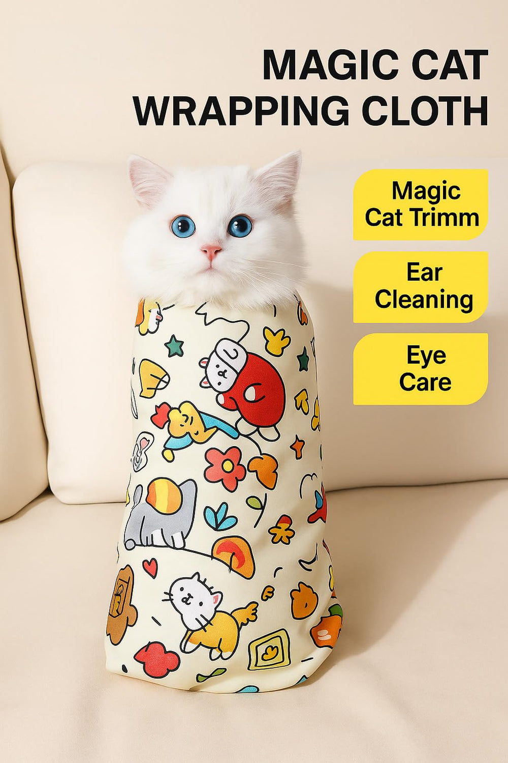 OSWCHIC Cat Wrap self-adhering-fabric offers breathable comfort with no noisy fasteners.