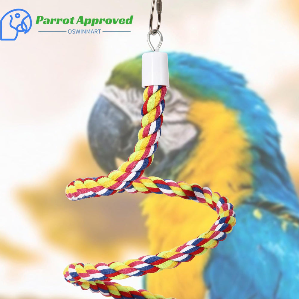 OSWINMART vintage bell on rope perch adds familiar cue and sound