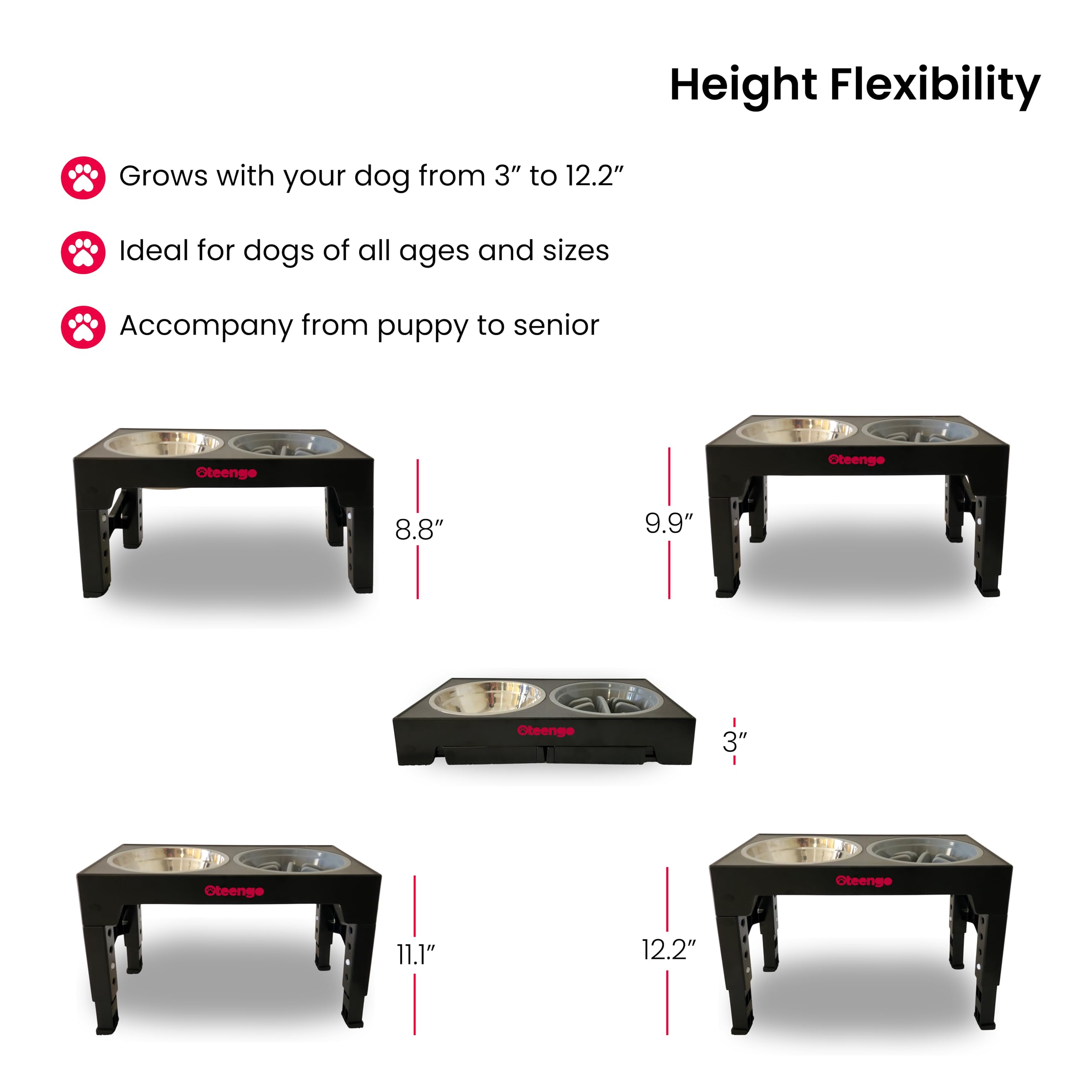 Oteengo dog feeding station with stainless bowls keeps meals organized and stylish.