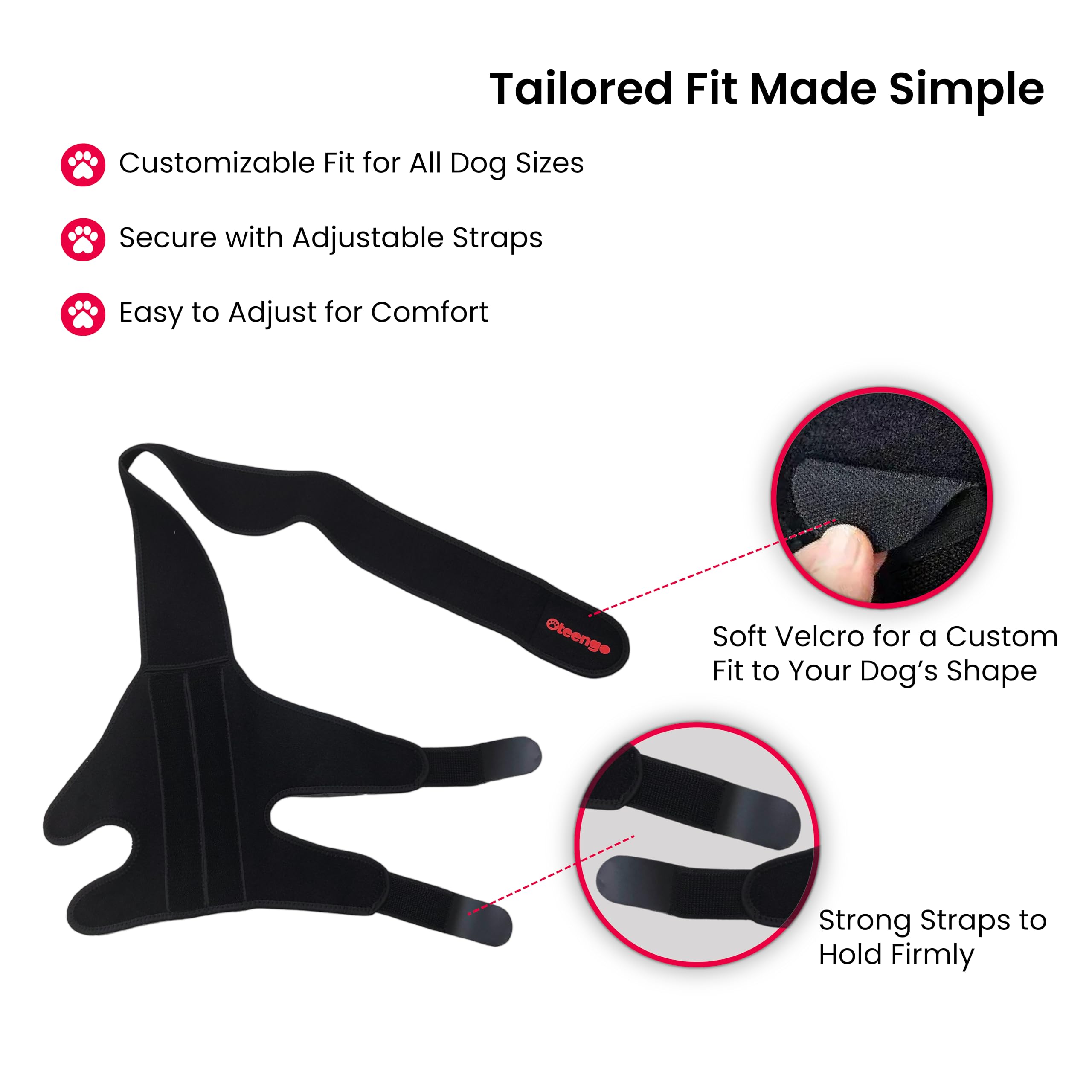Oteengo dog knee brace adjustable fit for different breeds
