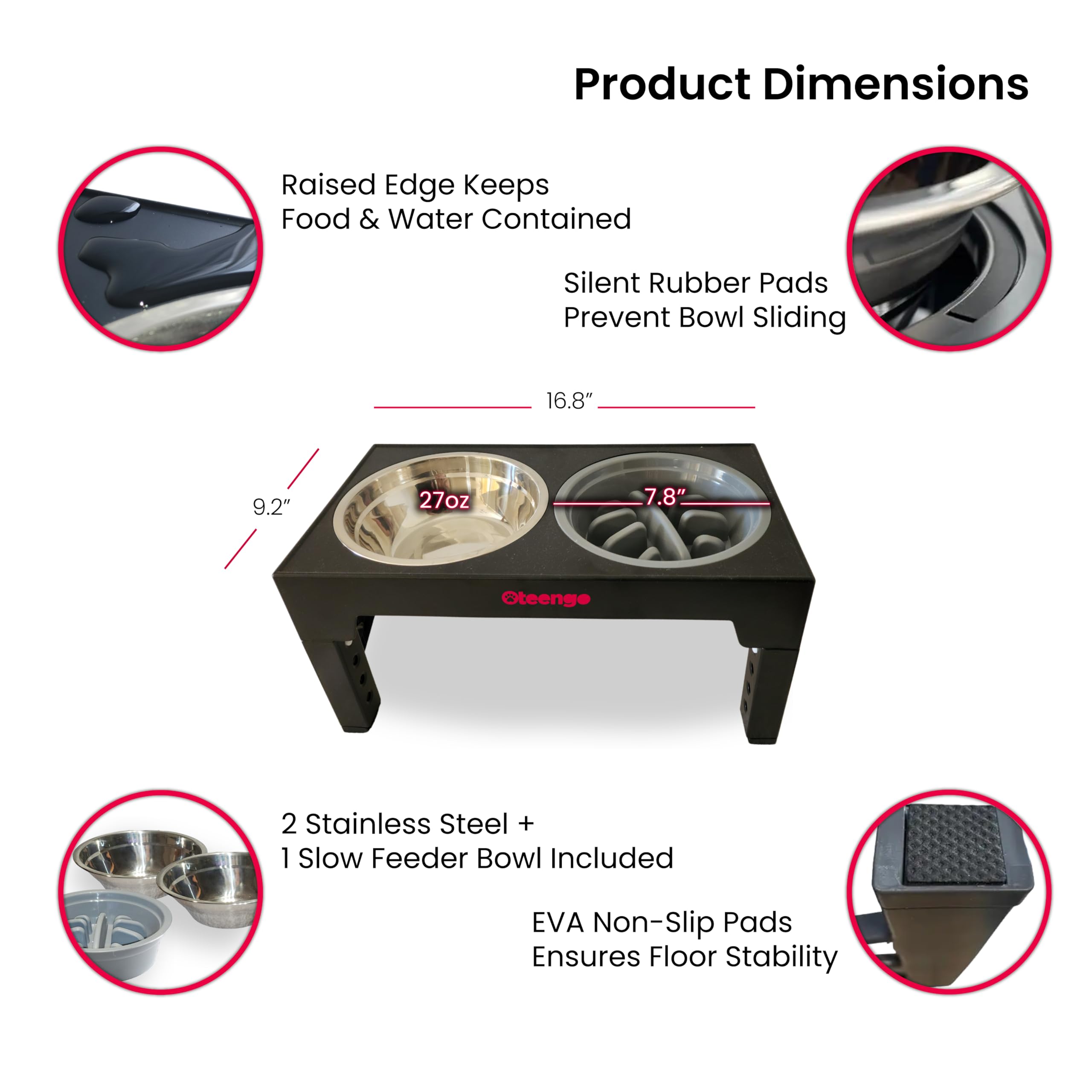 Oteengo durable stainless steel bowls resist rust for long-lasting use.