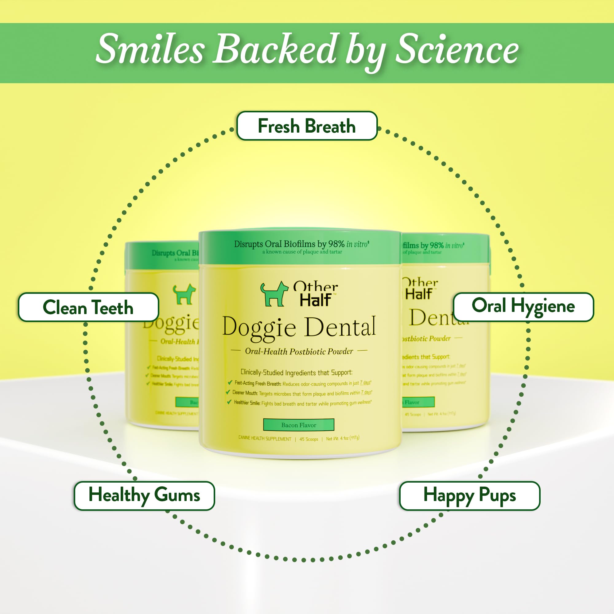 Other Half Doggie Dental bowl-mixed-powder: easy meal mix for oral health.