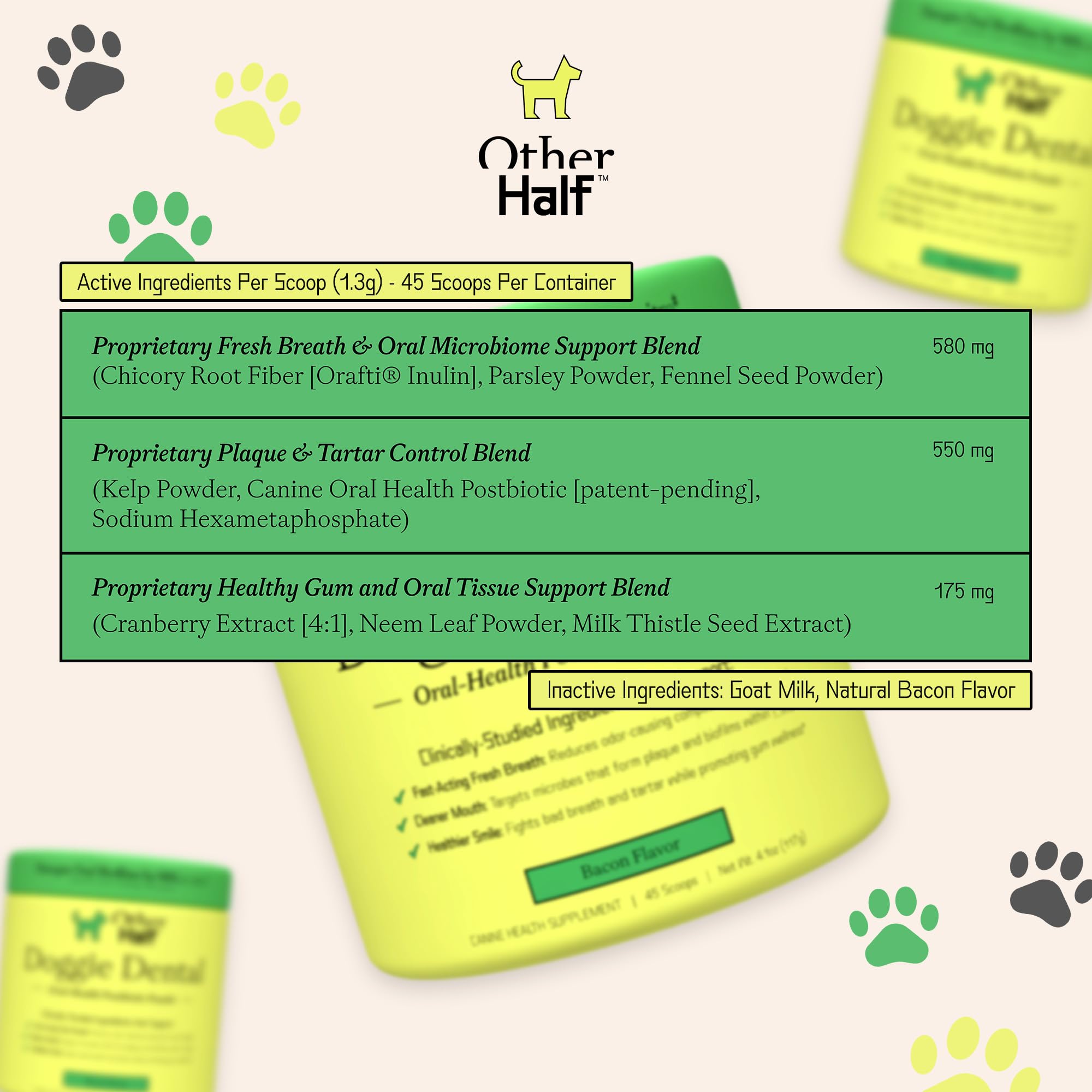 Other Half Doggie Dental gums-tissue-support: supports healthy gums in daily care.