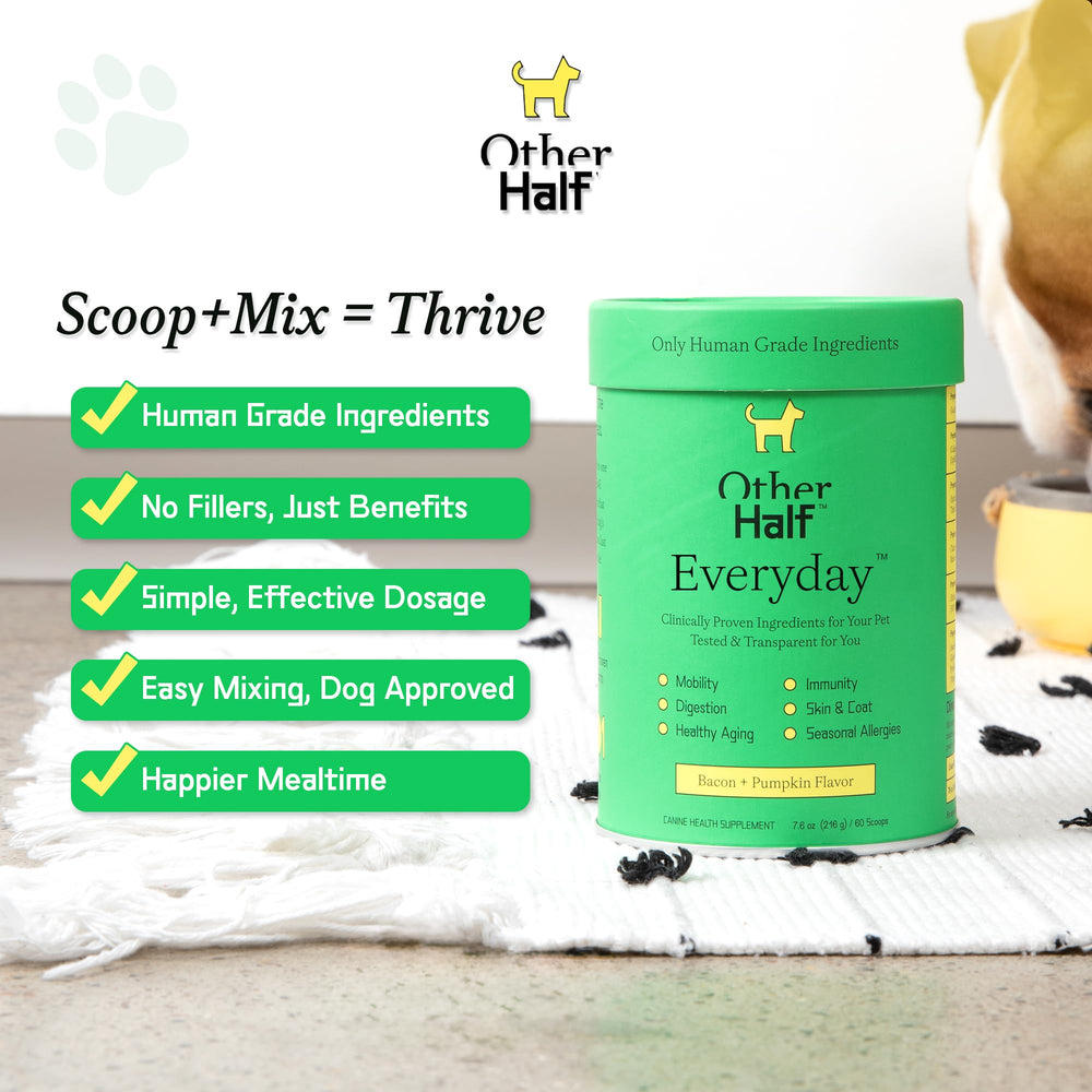 Other Half Everyday scoop demonstrates easy daily dosage for balanced nutrition.