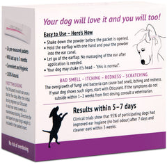 OTICURANT ear powder application for dogs showing simple dosing