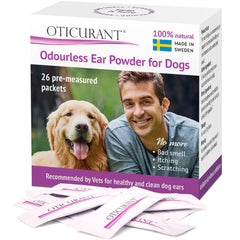 OTICURANT pet ear powder packets ready for easy dosing in dogs