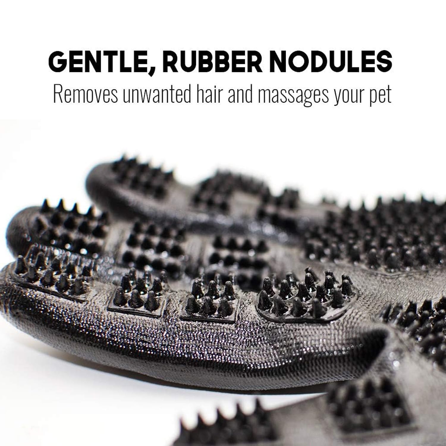 Otis and Claude grooming gloves adjustable strap for secure one-size-fits-all comfort.