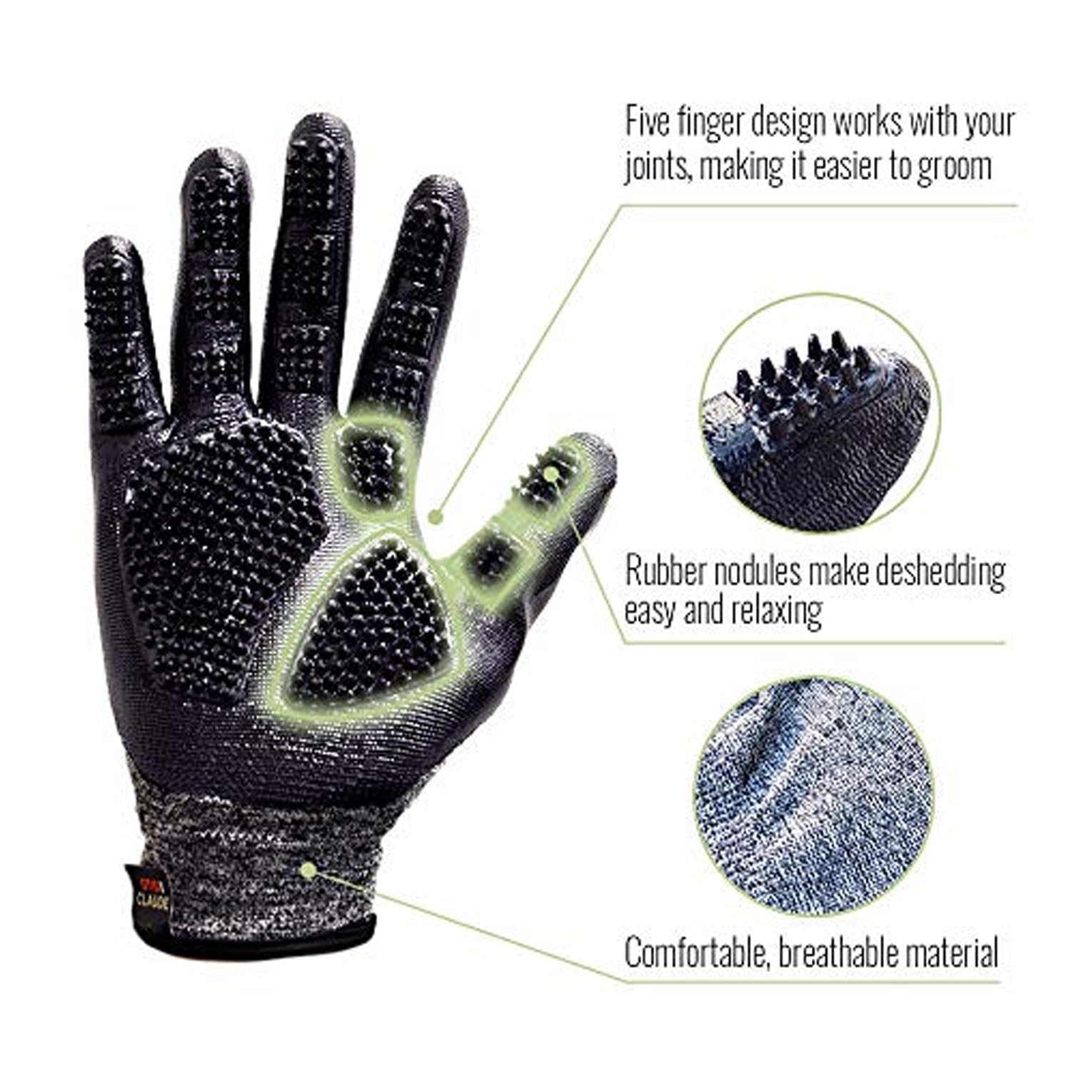 Otis and Claude grooming gloves breathable fabric for comfortable longer grooming sessions.