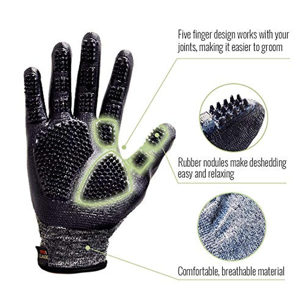 Otis and Claude grooming gloves breathable fabric for comfortable longer grooming sessions.
