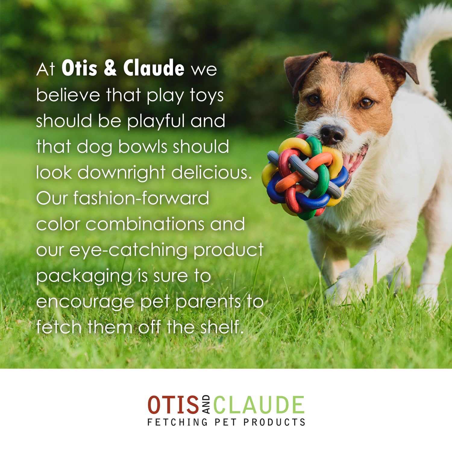 Otis and Claude packaging highlights non-toxic materials and quality.