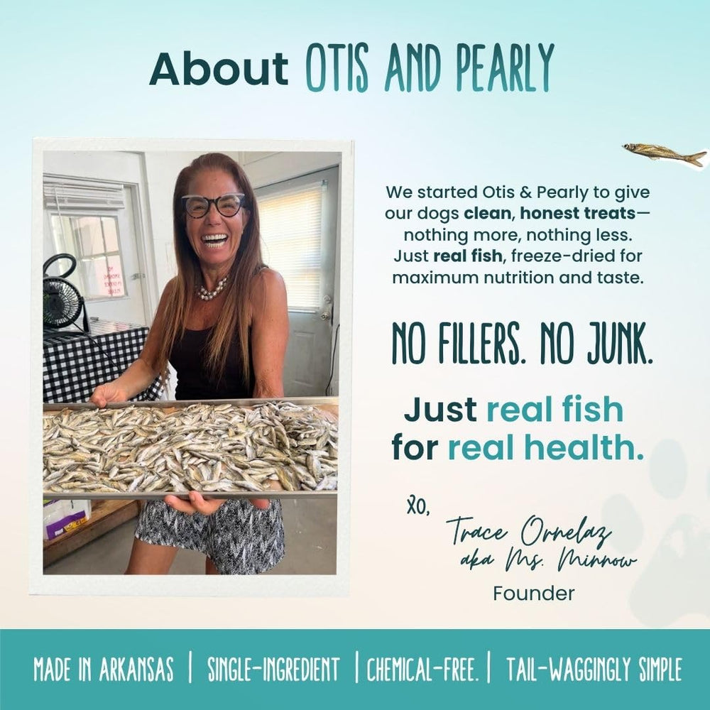 Otis and Pearly minnows bag-close shot highlights freshness