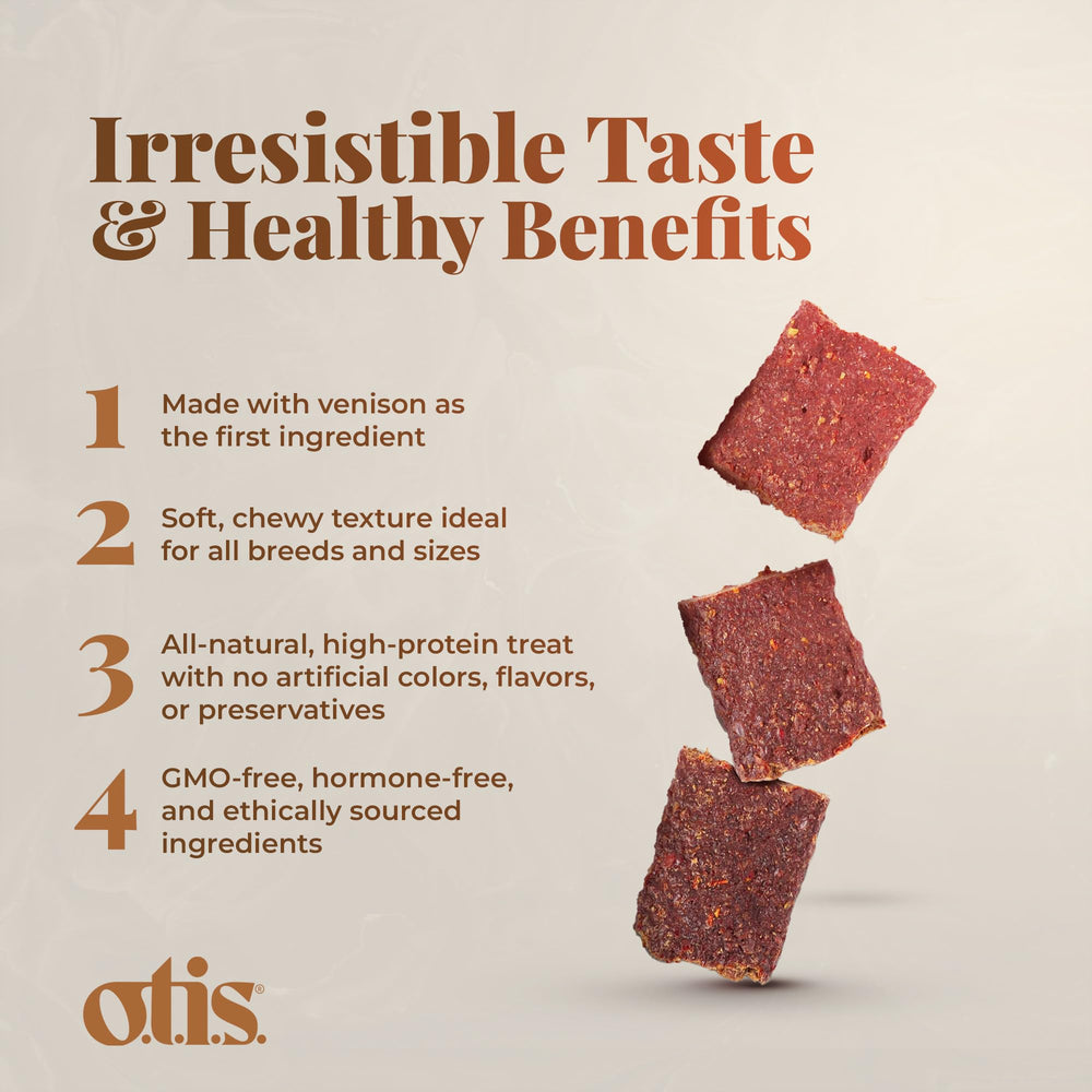 OTIS Wild Things Venison Jerky ingredients-first venison, protein-rich treat for daily snacking