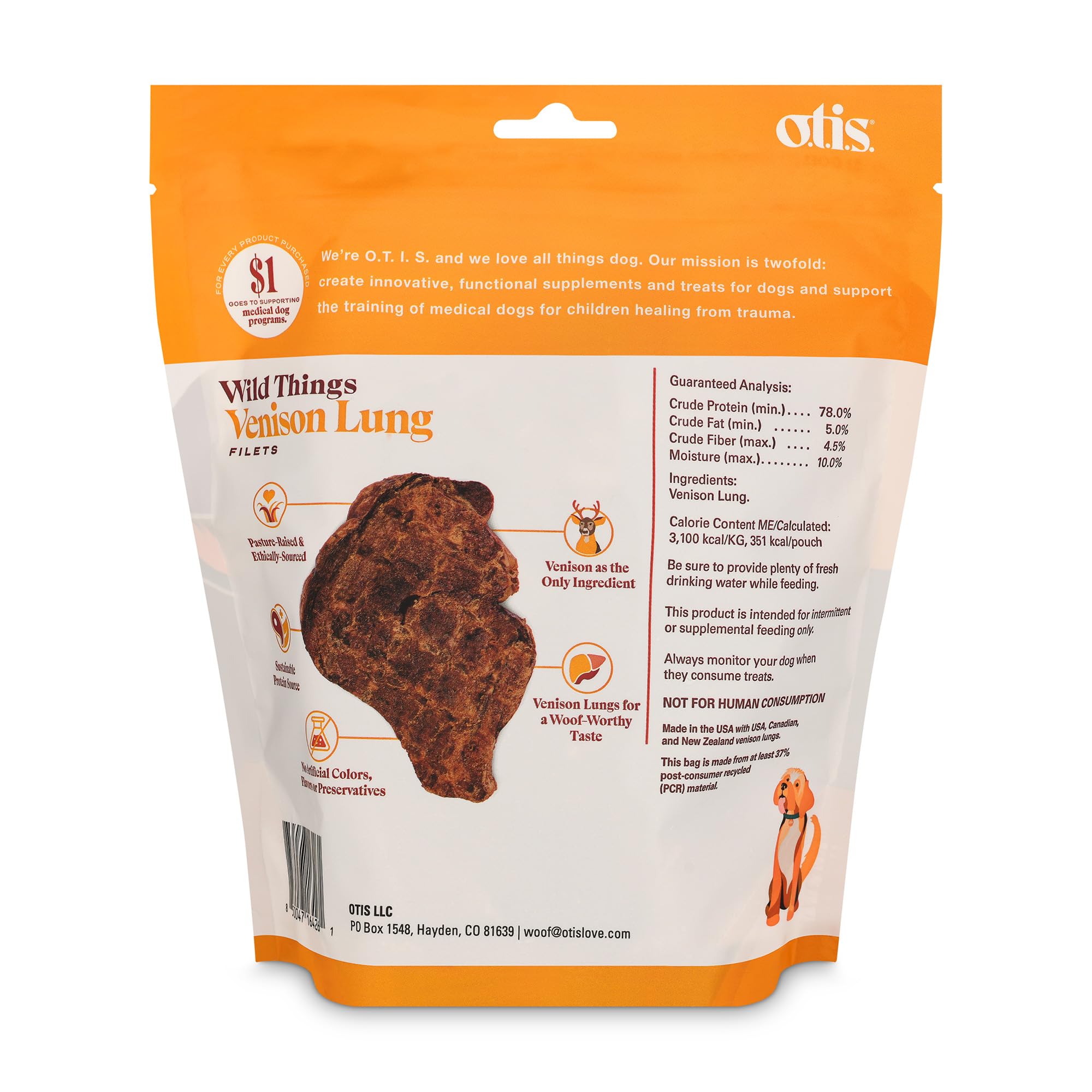 OTIS Wild Things Venison Lung Filets crisp bites—ready for training rewards and mindful snacking.