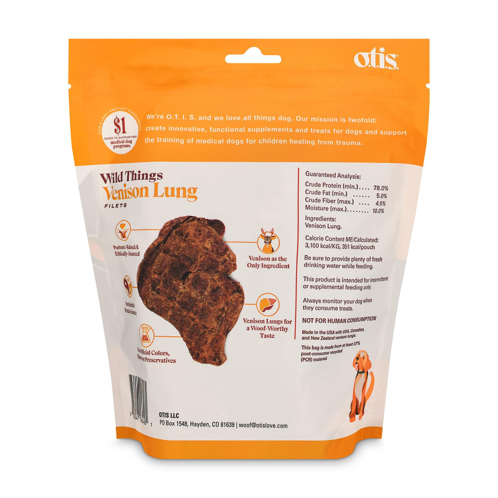 OTIS Wild Things Venison Lung Filets crisp bites—ready for training rewards and mindful snacking.