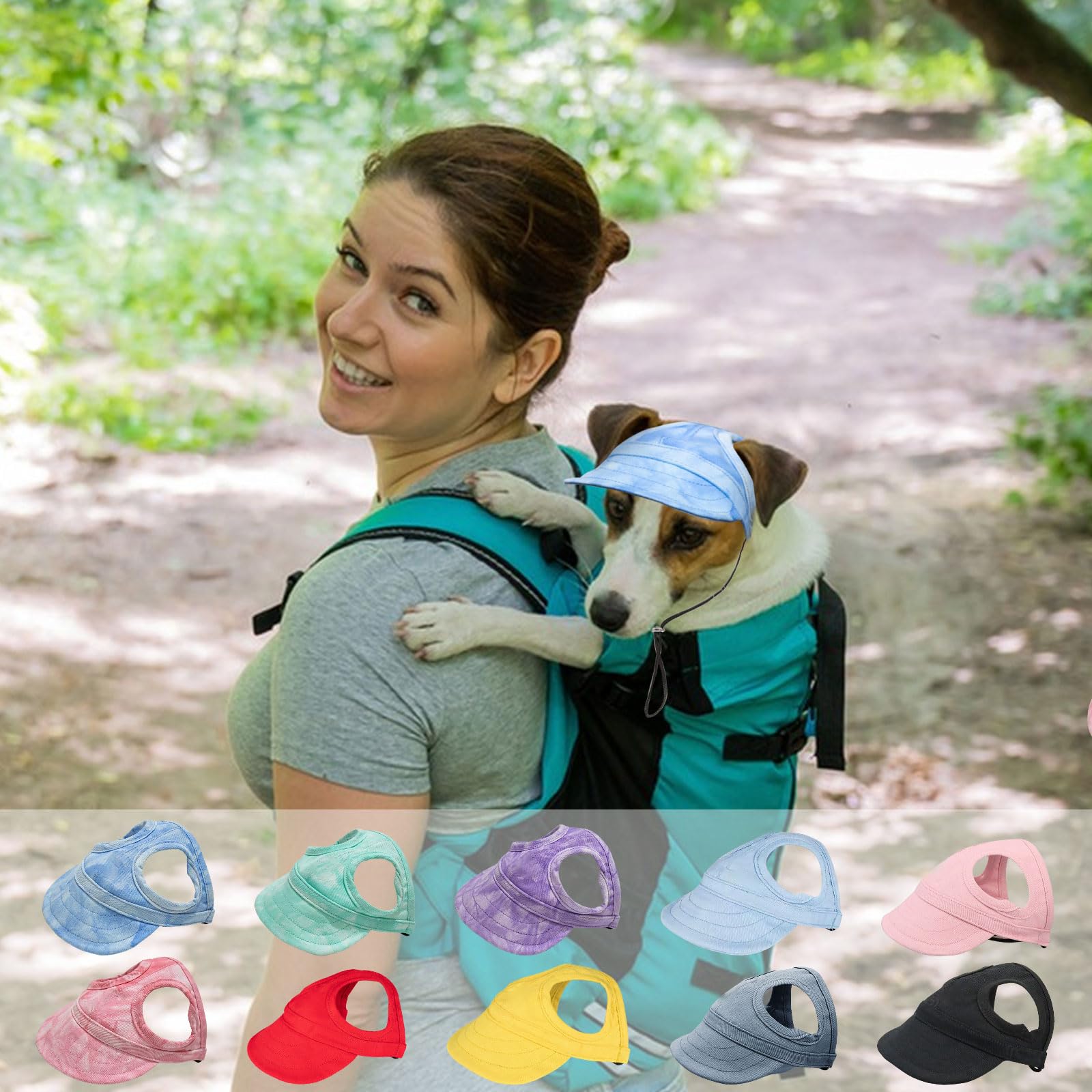 OTKARXUS Dog Baseball Cap sun-protection beach scene highlights shade for pets during summer.