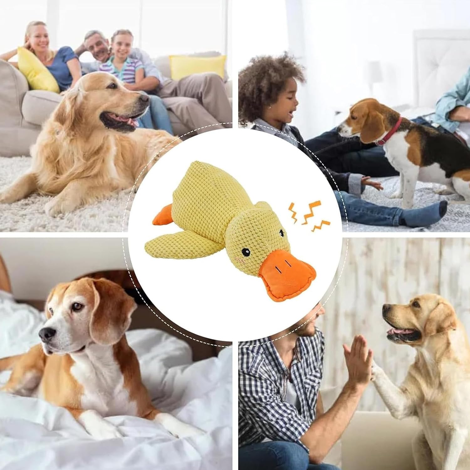 OTXKXBLP Mellow Ducks bright yellow duck design invites interaction for indoor dogs