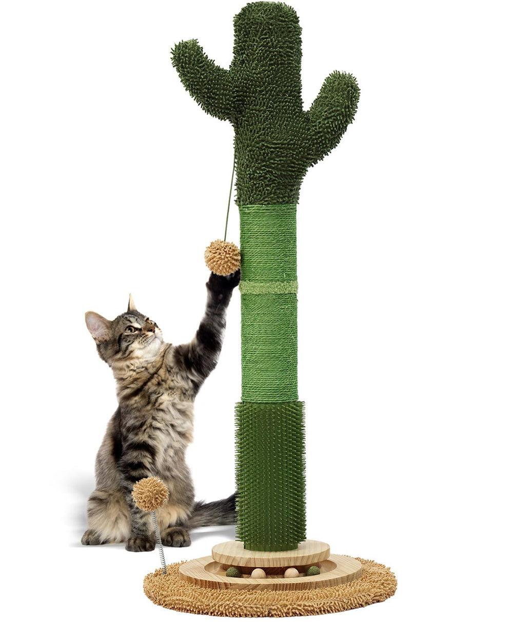 OTOB 36in cat cactus scratching post top view demonstrates stable furniture-friendly vertical scratching.