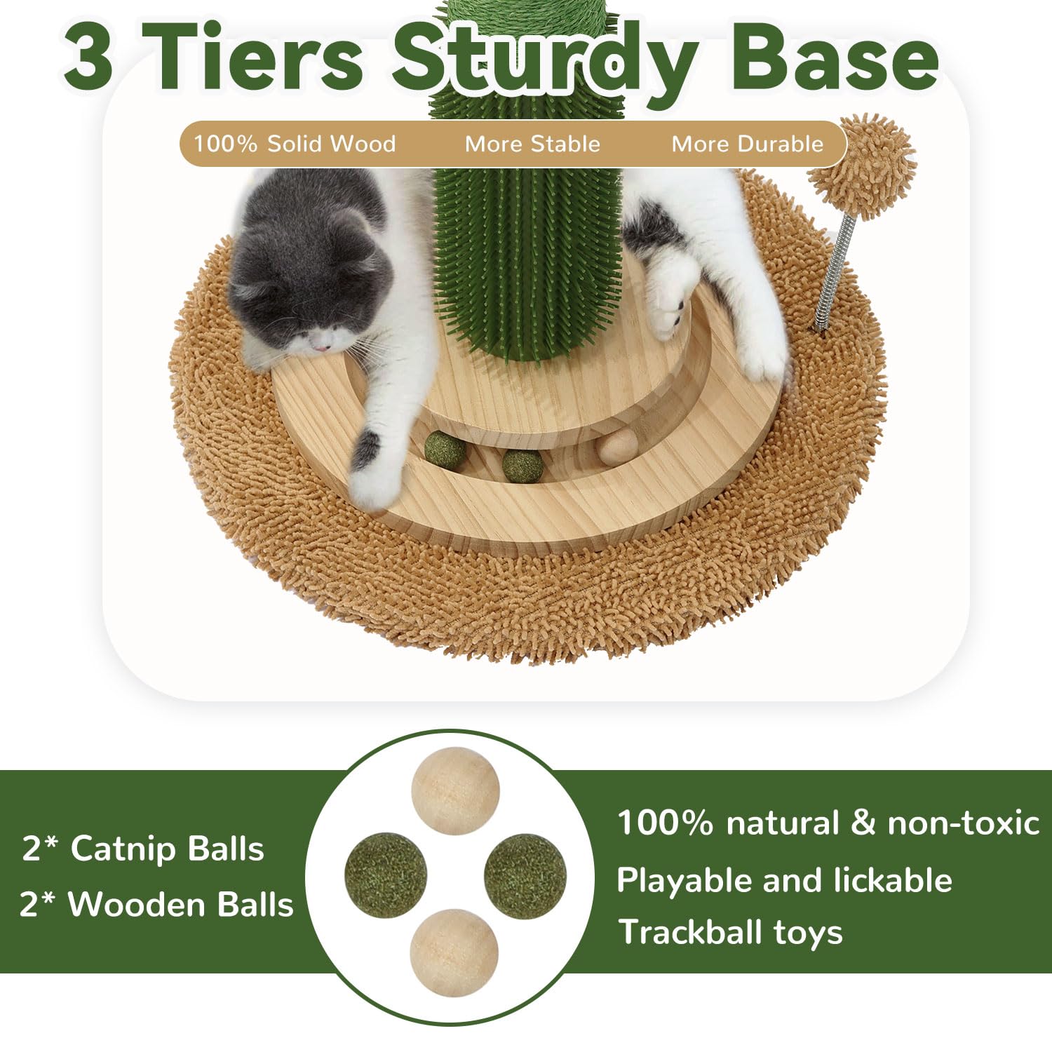 OTOB 36in cat cactus post vertical turntable image showcases interactive play.