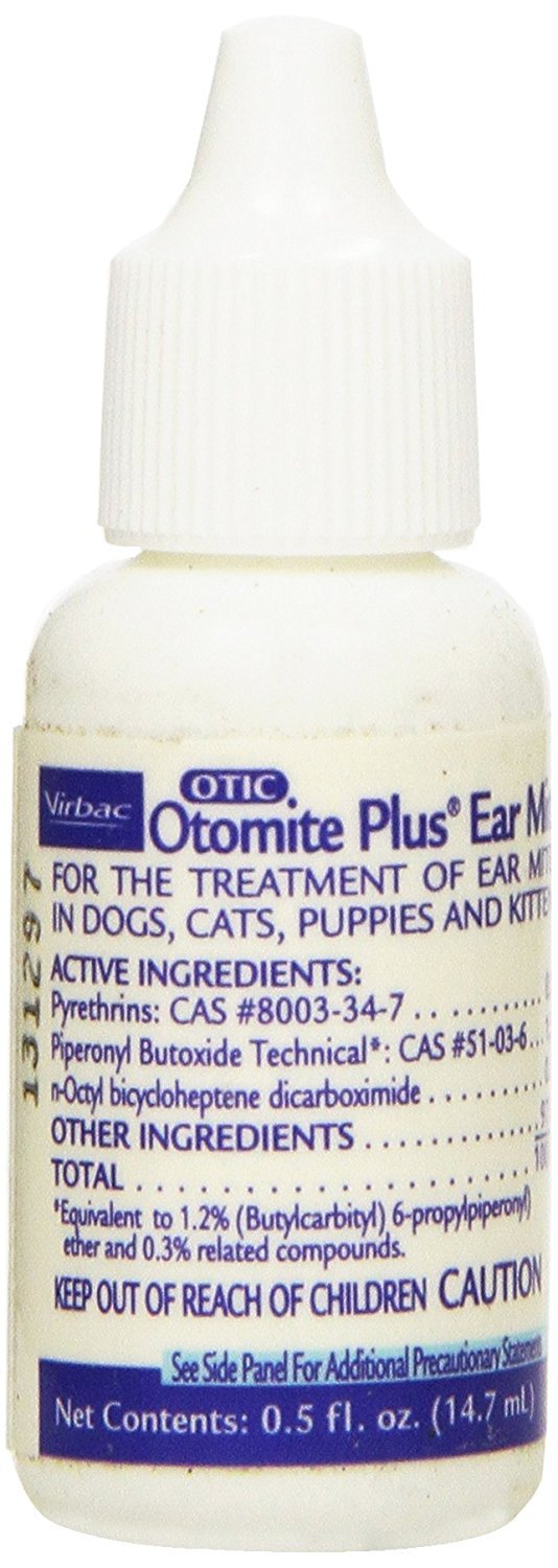 OTOMITE PLUS three-pack ear mite treatment bottles provide convenient at-home ear care for pets.