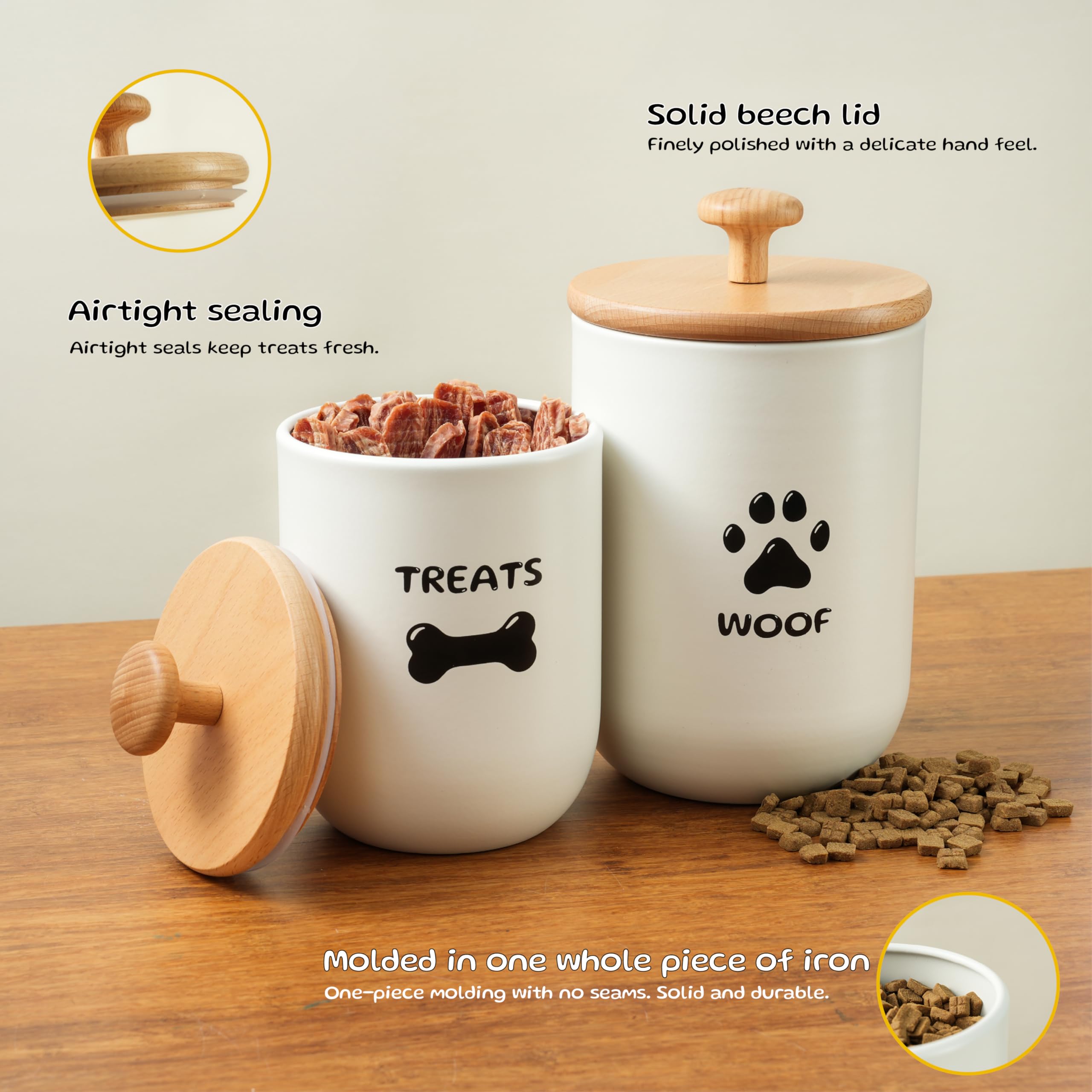OTTENON lids close-up with wooden tops for airtight freshness preservation