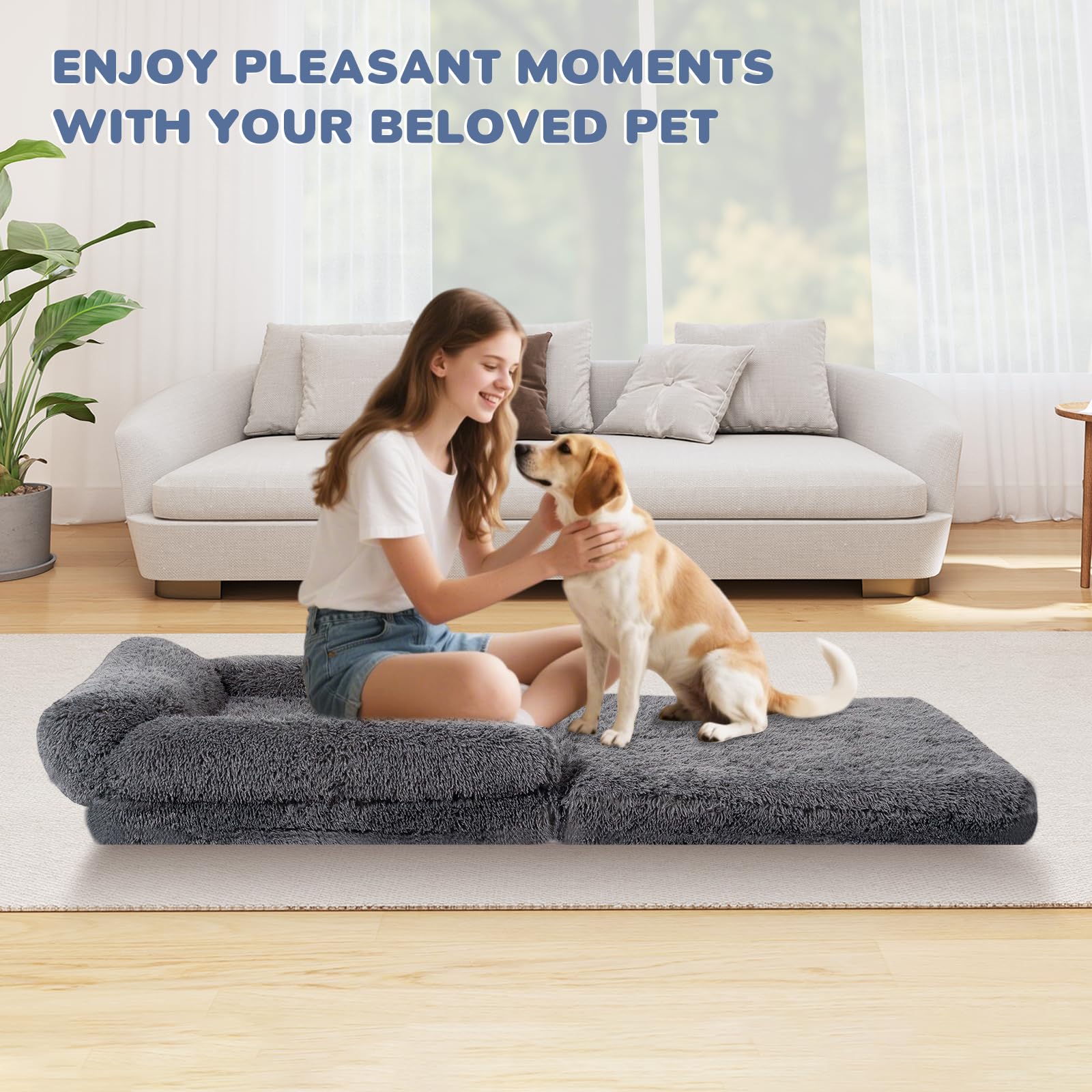 OtterOasis grey color complements living room decor while providing pet comfort