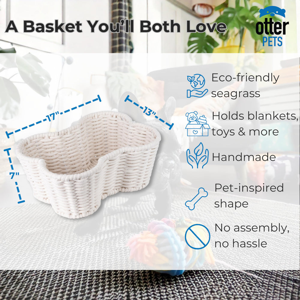 OtterPets bone-shaped basket highlights playful design and easy toy organization