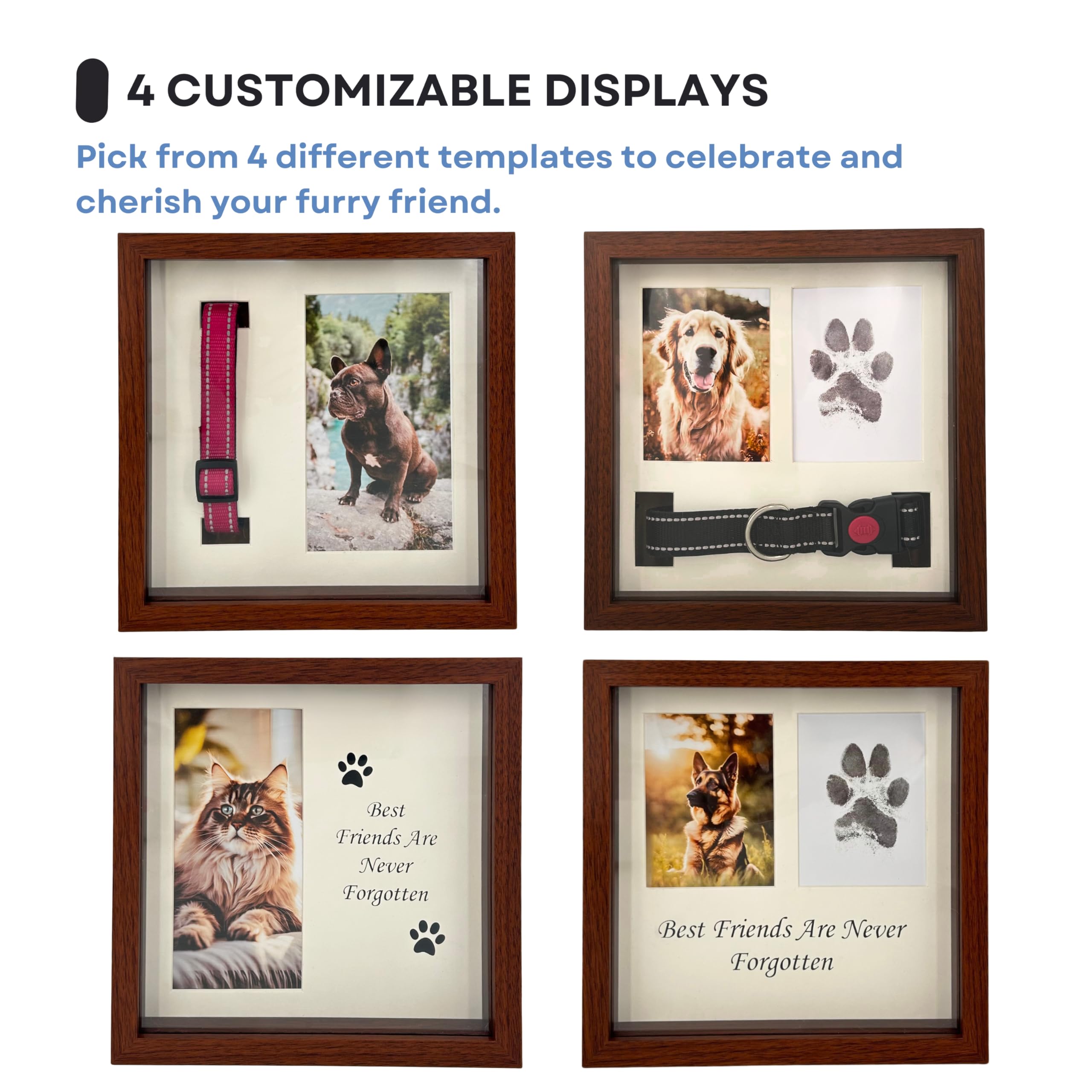 OtterPets frame front view showcases four-mat versatility for cherished dog portraits.