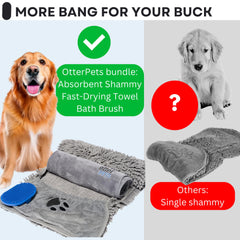 OtterPets microfiber towel drying delicate areas like face and ears.