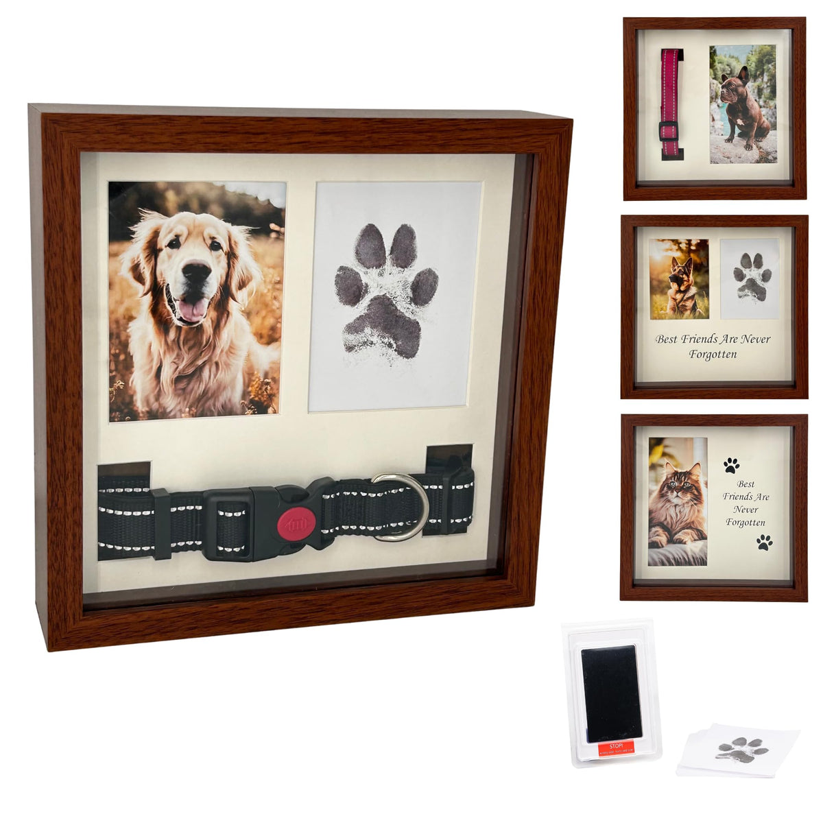 OtterPets pet memorial frame with four displays keeps memories close for your dog.