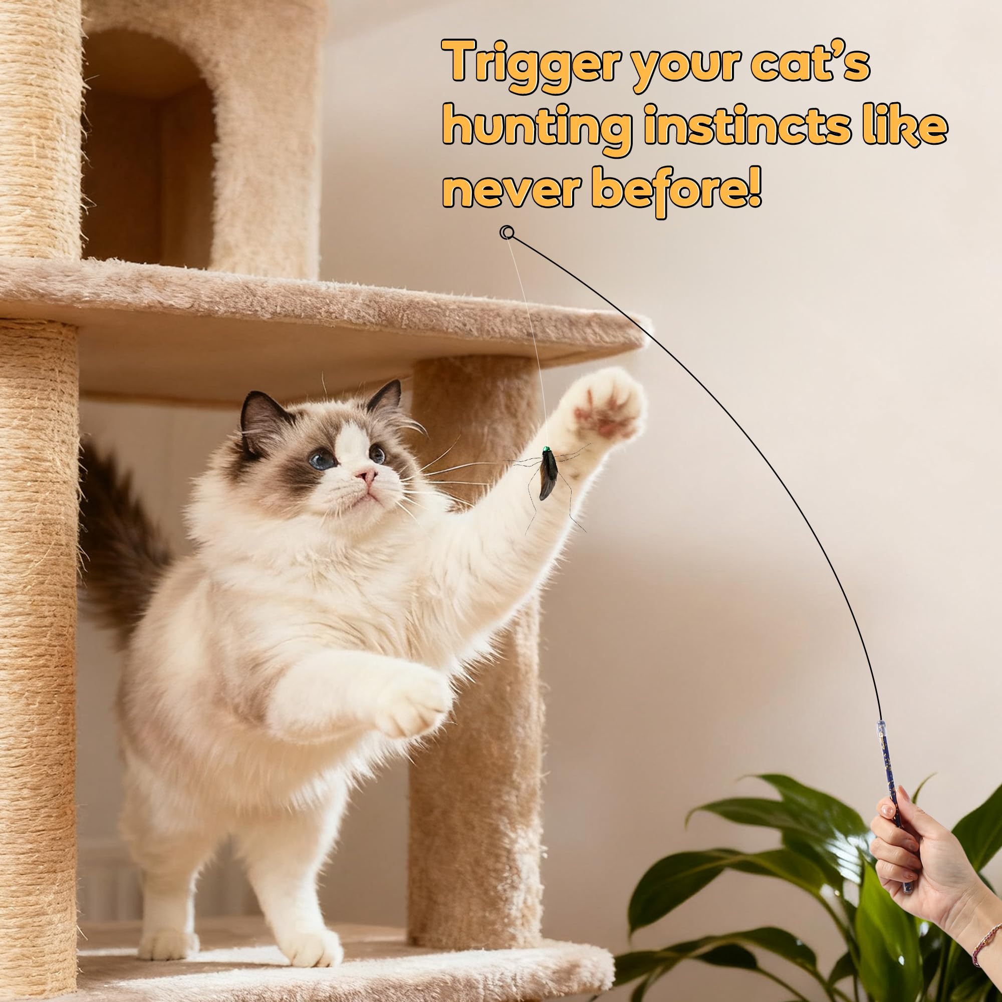 ottmat bug fly refill with lifelike motion for chasing cats