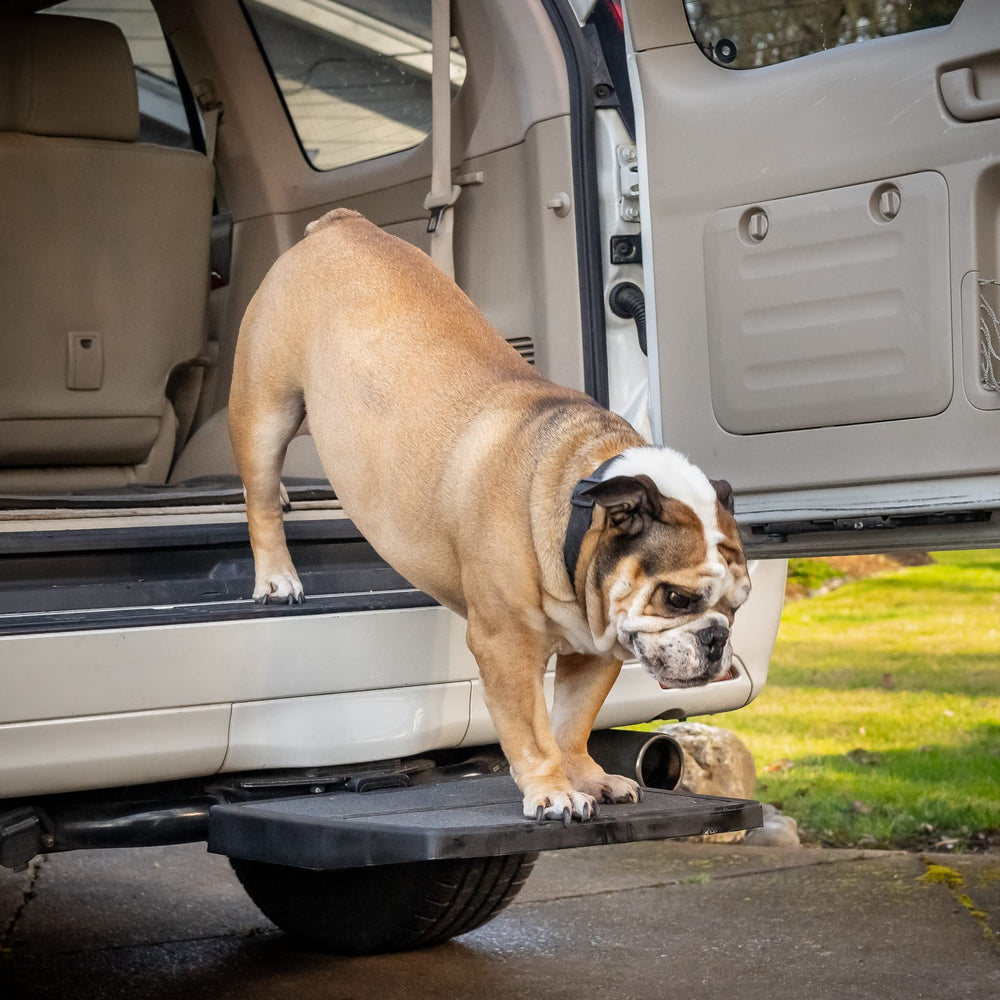 Otto Step slides into a 2-inch hitch receiver for tool-free setup