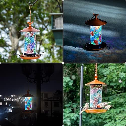 Ottsuls Mosaic Solar Bird Feeder drainage holes keeping seeds dry