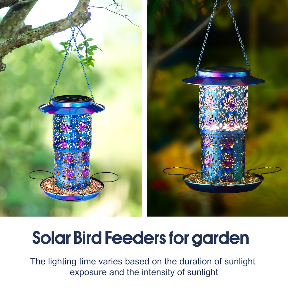 Ottsuls solar bird feeder anti-rust metal is durable and weather resistant.