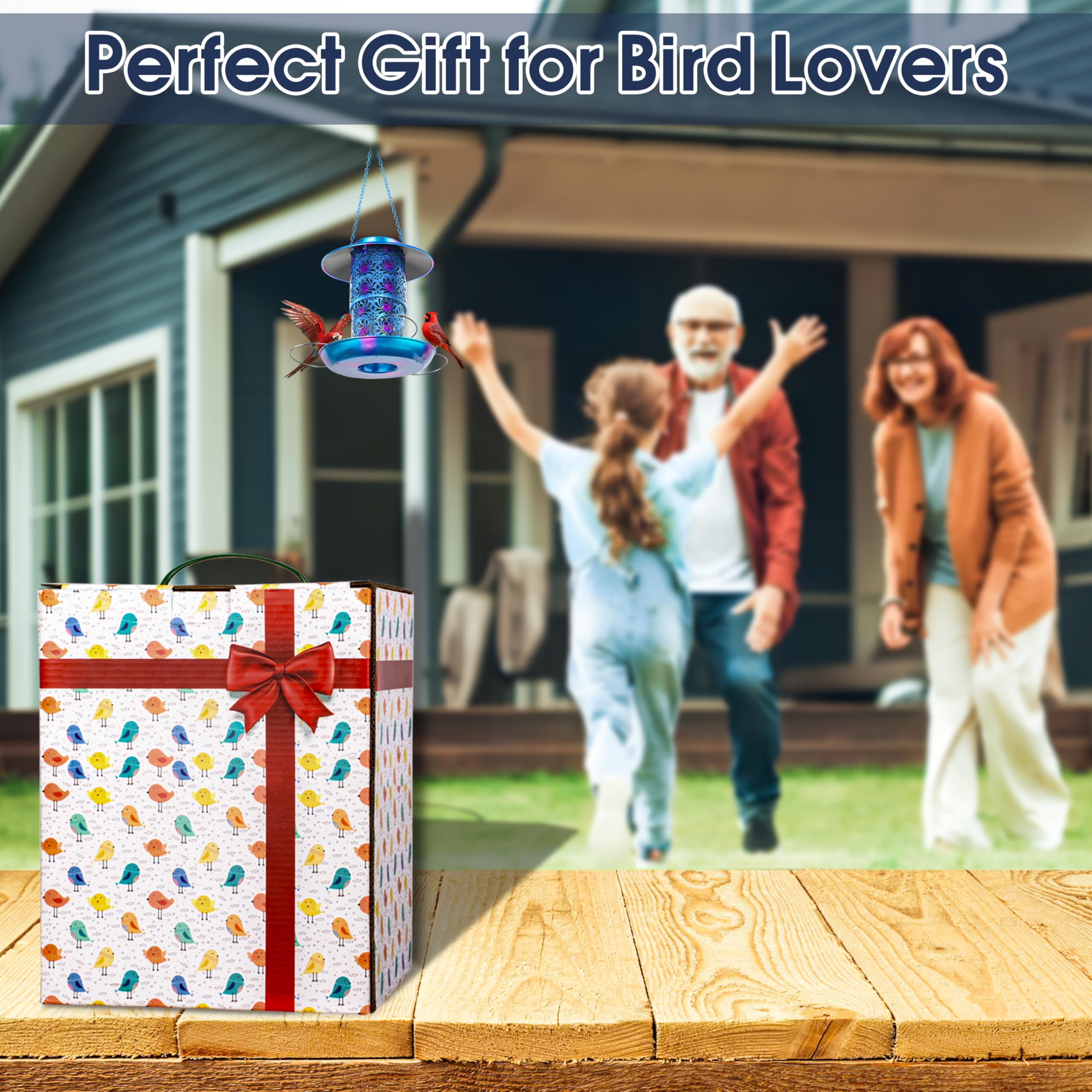 Ottsuls solar bird feeder double-layer structure provides larger capacity.
