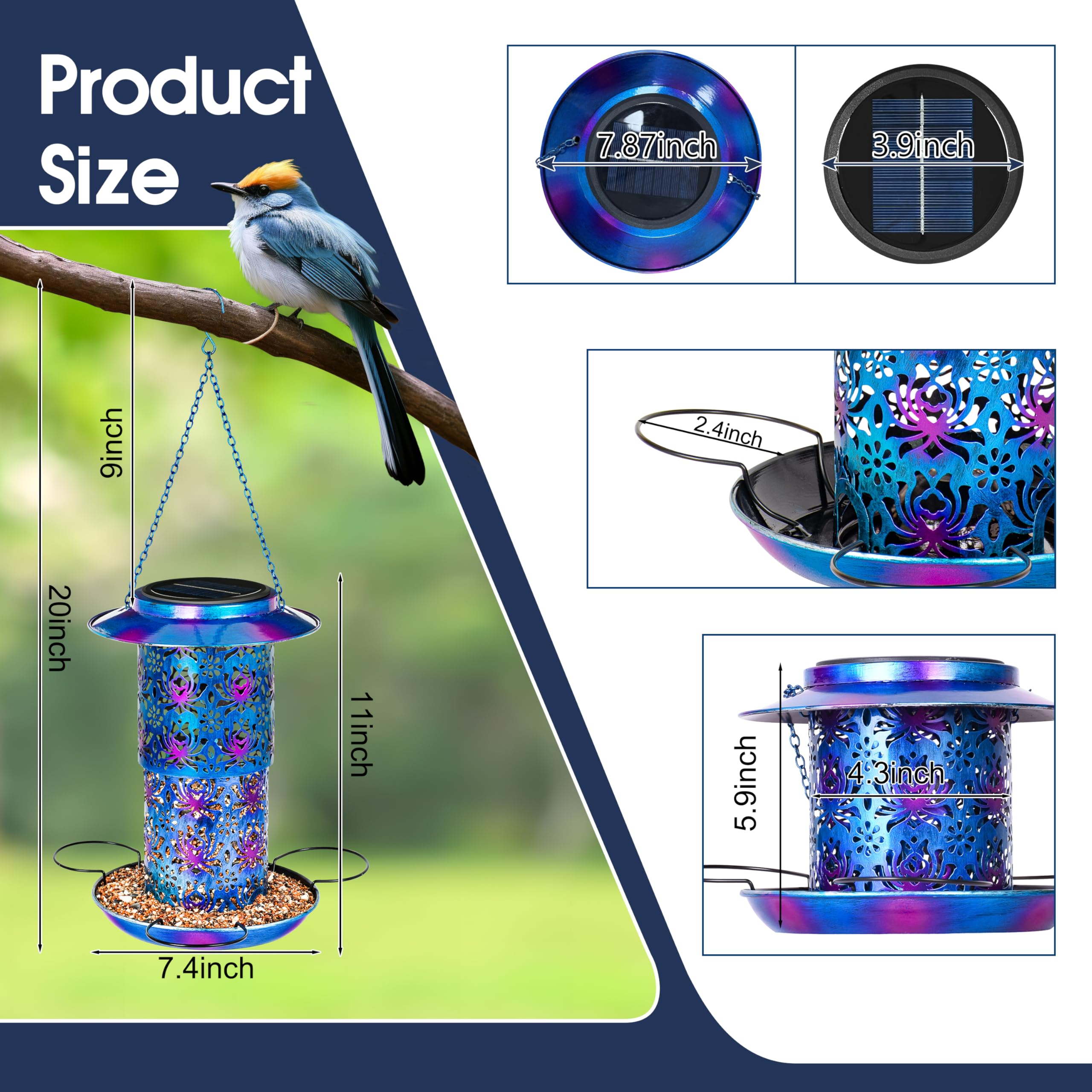 Ottsuls solar bird feeder night lantern adds ambient lighting for cozy evenings.