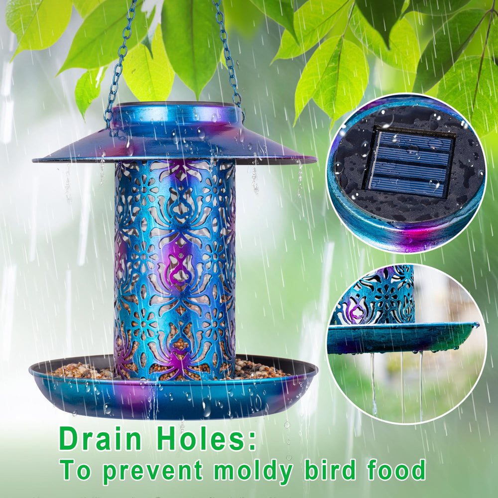 Ottsuls weatherproof anti-rust feeder blue, enduring outdoors through rain and sun.