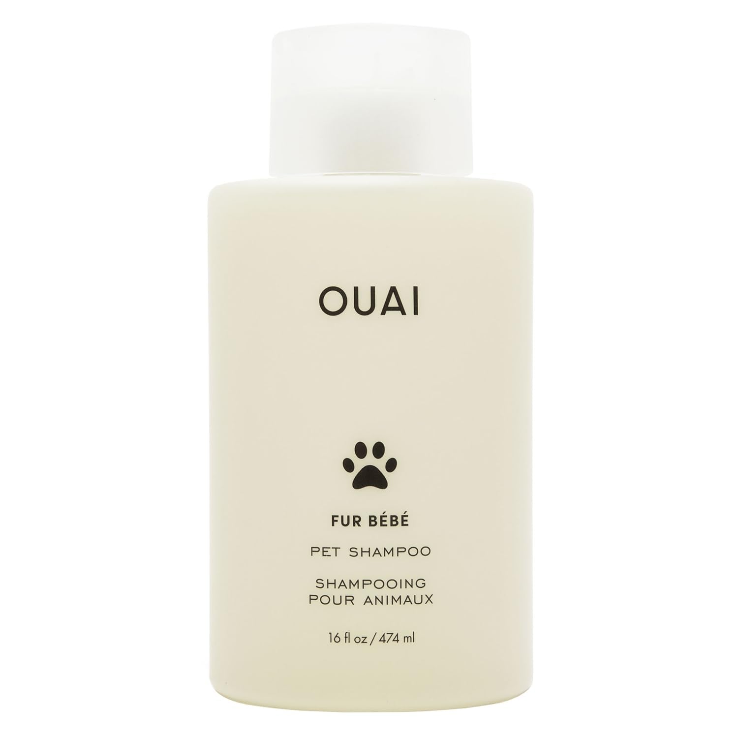 OUAI Fur Bébé shampoo bottle with Mercer Street scent showing a refreshing cleanse