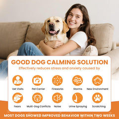 Ouamvh dog anxiety diffuser setup demonstrates easy plug-in use for stress relief.