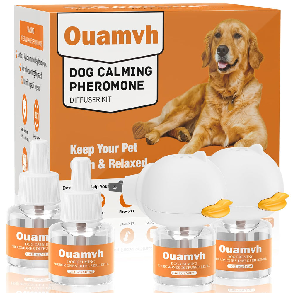 Ouamvh dog calming diffuser in room for relaxed energy.