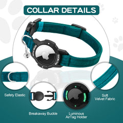 OUCWLTAG soft velvet cat collar closeup blue offers gentle skin comfort.