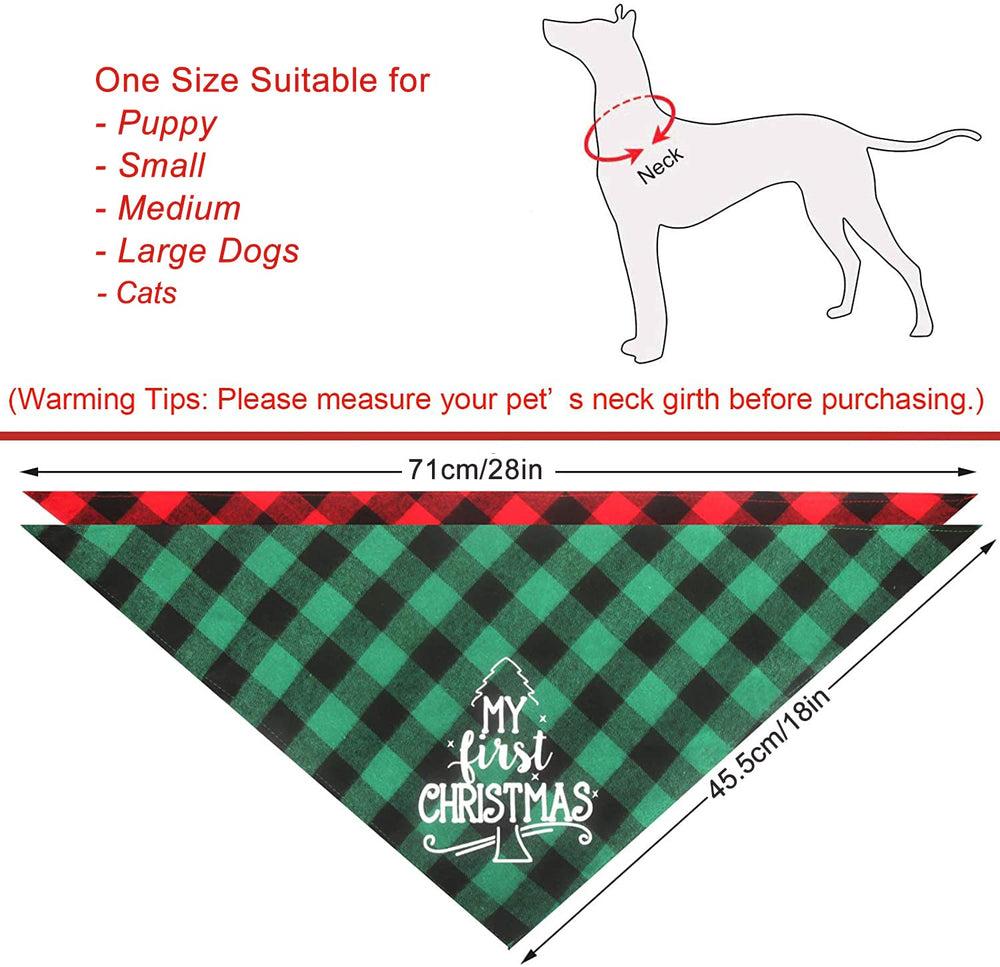 OUMEE 2-pack Christmas bandanas plaid set for easy holiday styling
