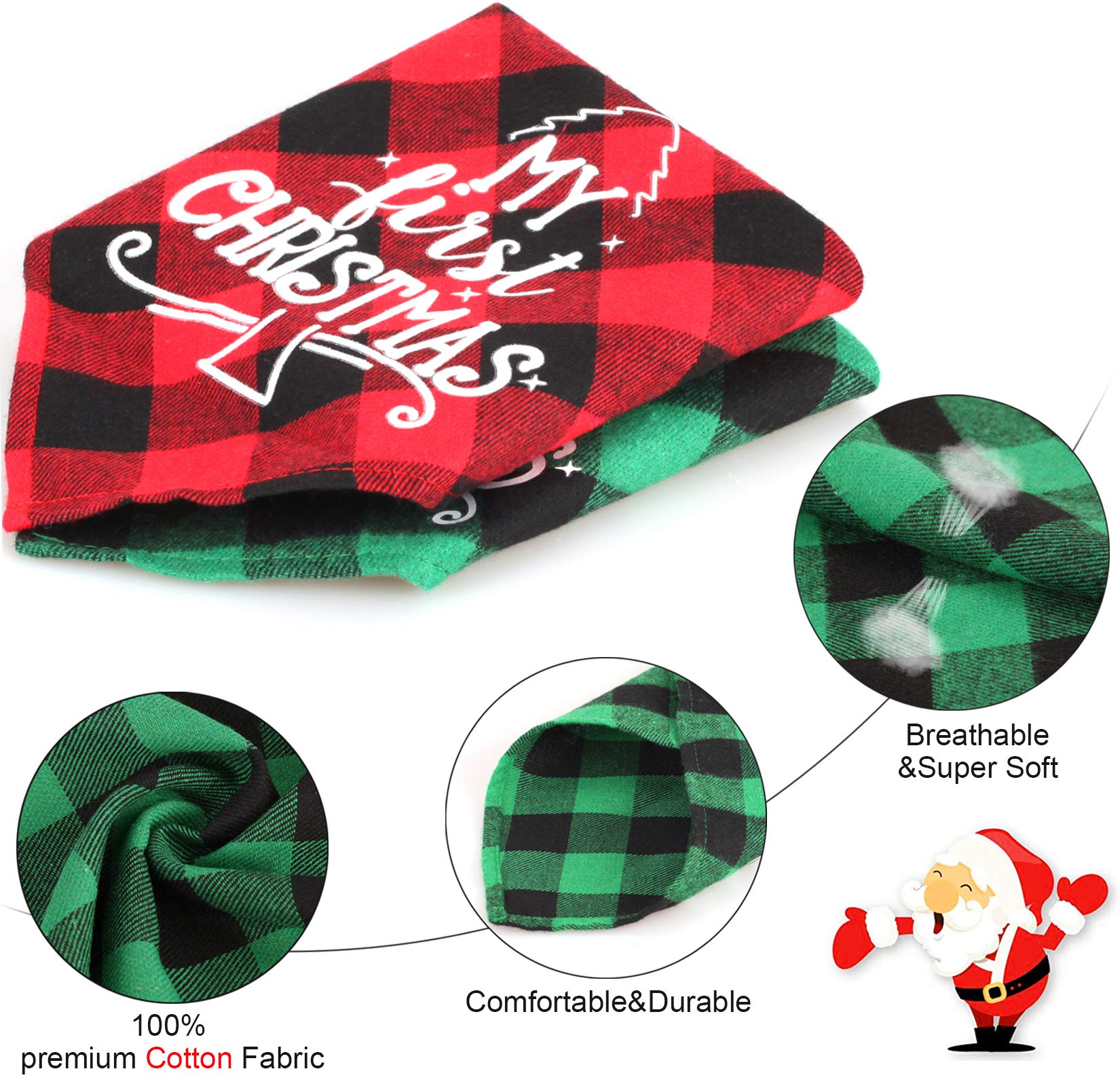 OUMEE dog bandana worn during Christmas photo session shows cute fit