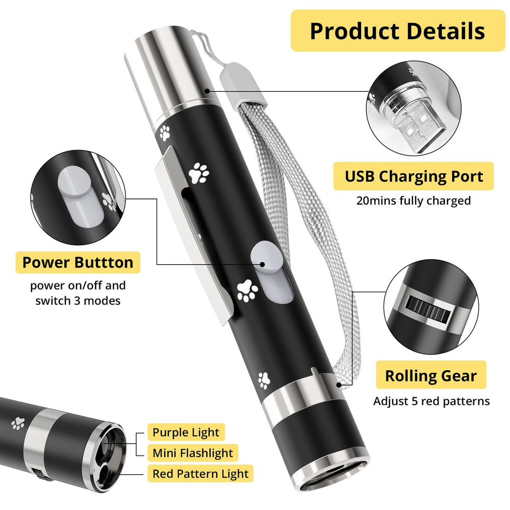 OUMSIS USB-rechargeable cat mouse toy with bright modes for engagement.