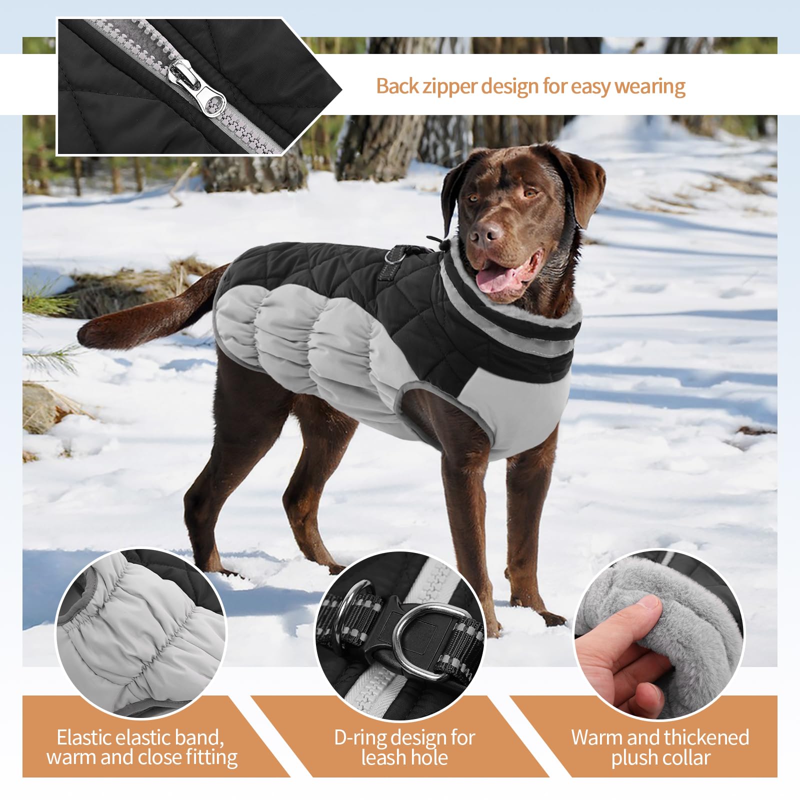 OUOBOB dog coat harness built-in keeps your pup secure without extra straps.