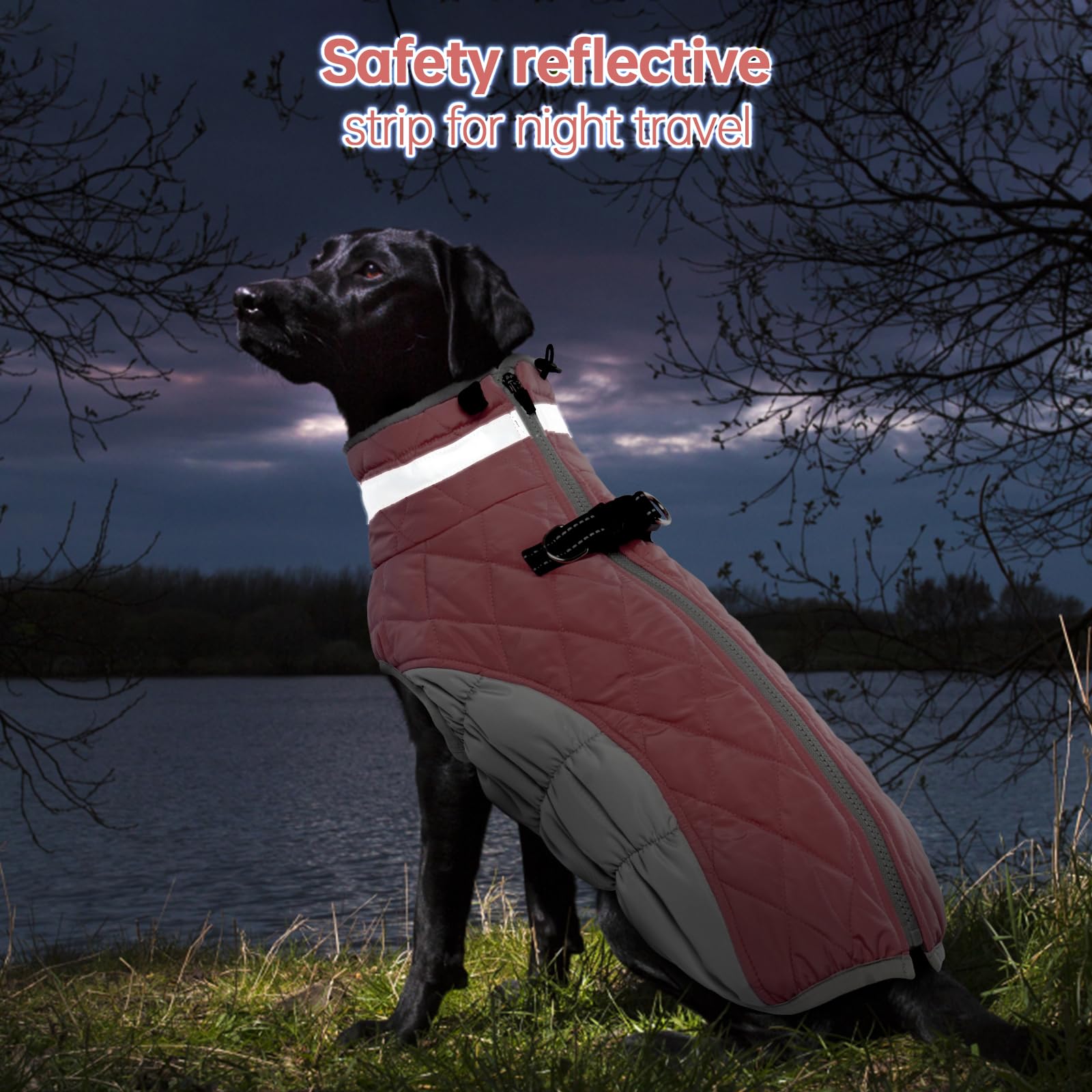 OUOBOB dog coat reflective back strip boosts visibility during night strolls