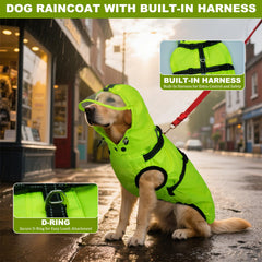 OUOBOB dog raincoat reflective strips boost visibility during low-light walks.